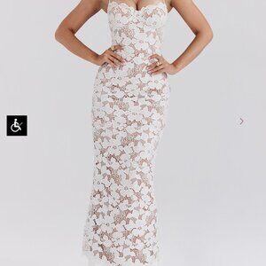 House of CB- PEARL white floral embroidered maxi dress